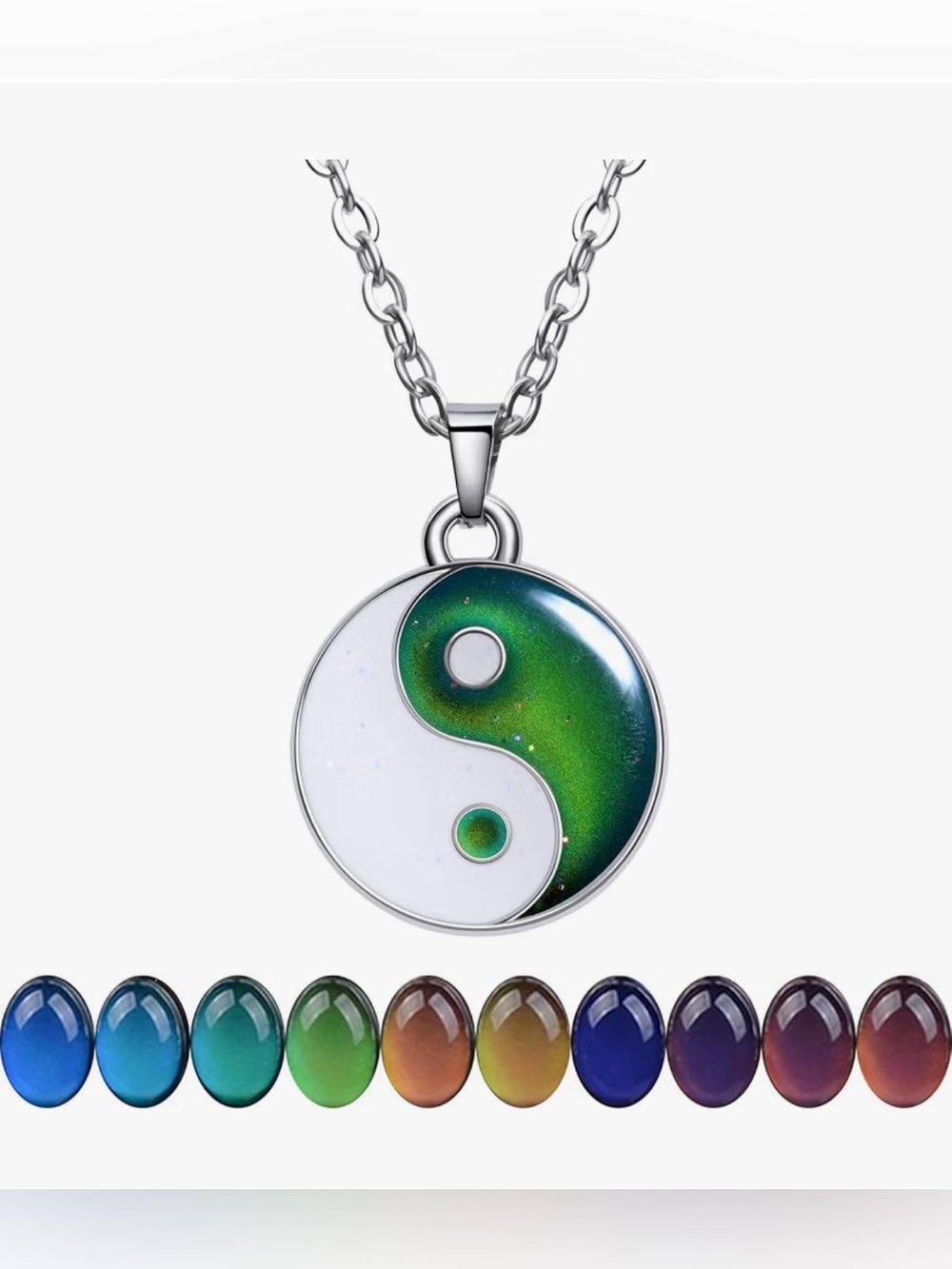 Temperature Sensing Color Changing Pendant Necklace with 19.29" Stainless Steel